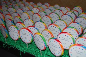 Custom lollipop seating cards for a 