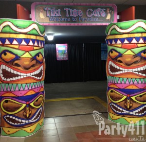 Custom designed totem poles for the Tiki Time Café - Party411 Events